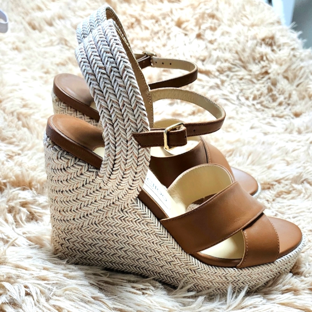 Jimmy Choo Dellena Leather Wedges